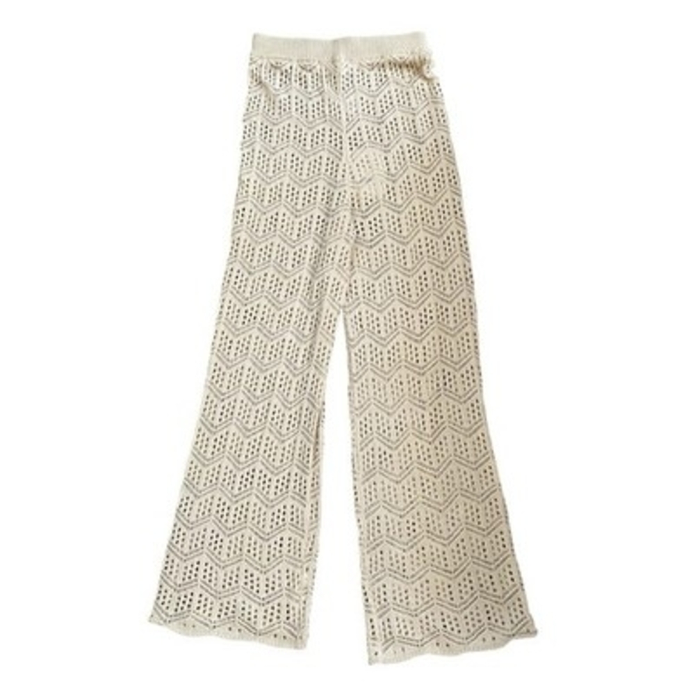 Bohme Crochet Pants Women’s Beige Full Length Boho Pants Size M NWT - Picture 6 of 8
